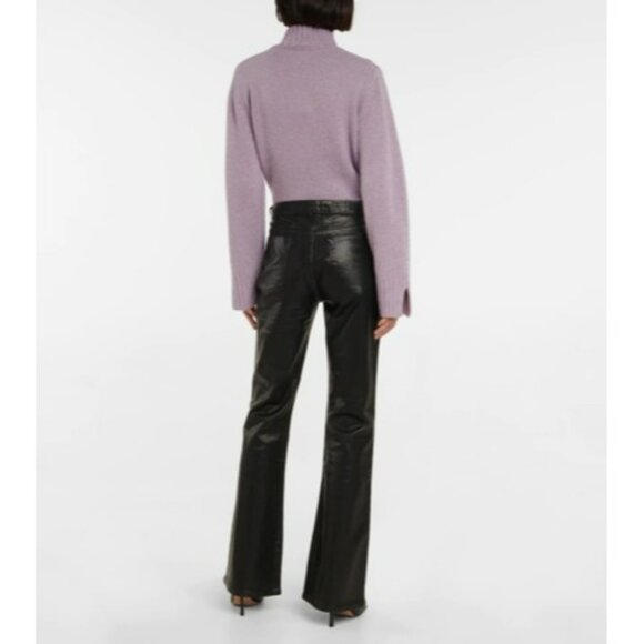 3x1 NYC Farrah Black High Rise Bell Bottom Shiny Pants - Picture 3 of 13